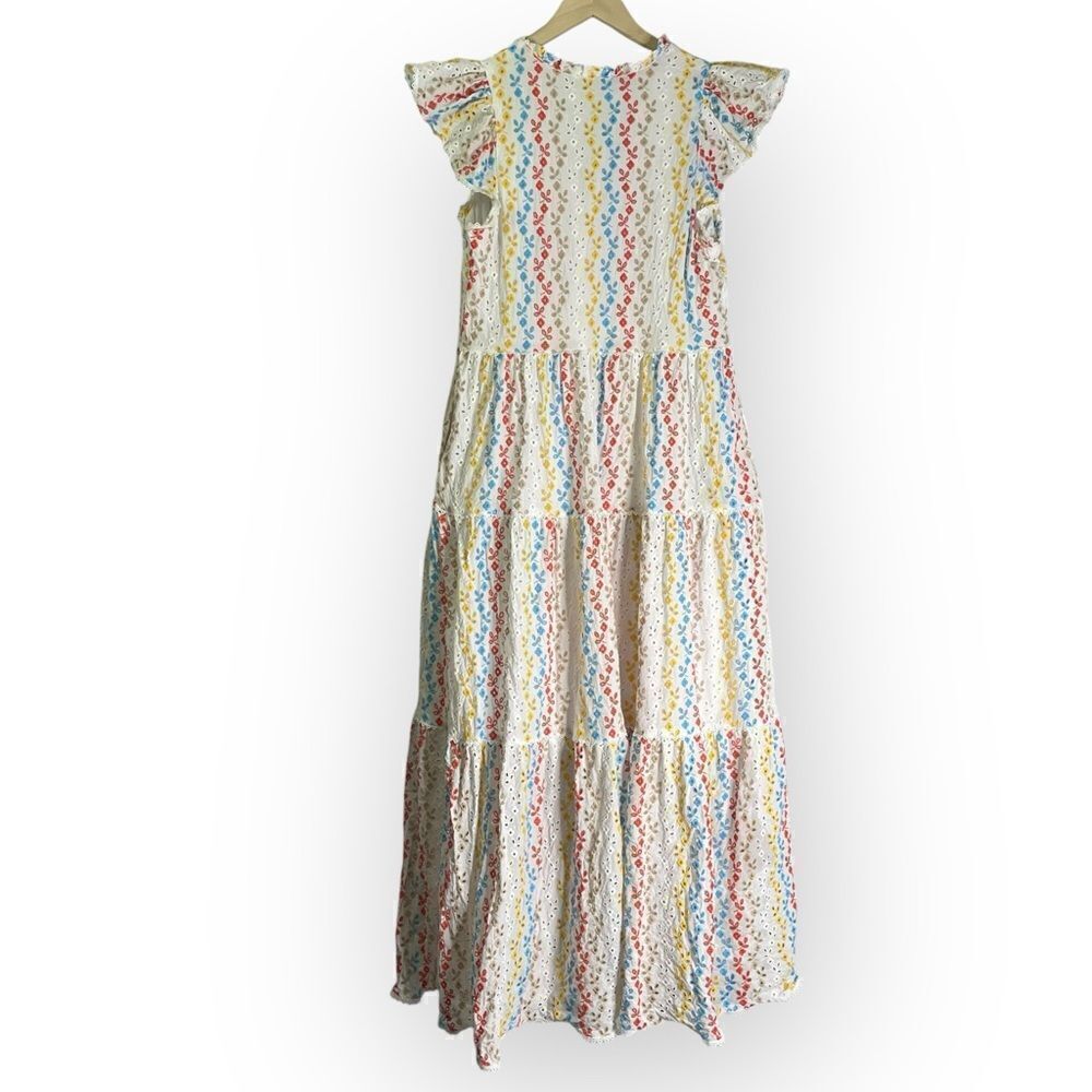 Antonio Melani x Kimberly Whitman Kari Embroidered Ruffle Eyelet Maxi Dress 12 - Picture 11 of 12